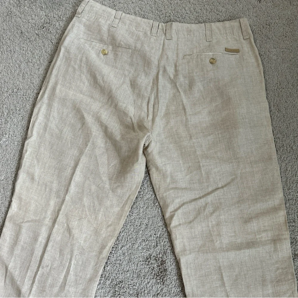 Sean John Light Tan Linen Drawstring Chinos inseam 34